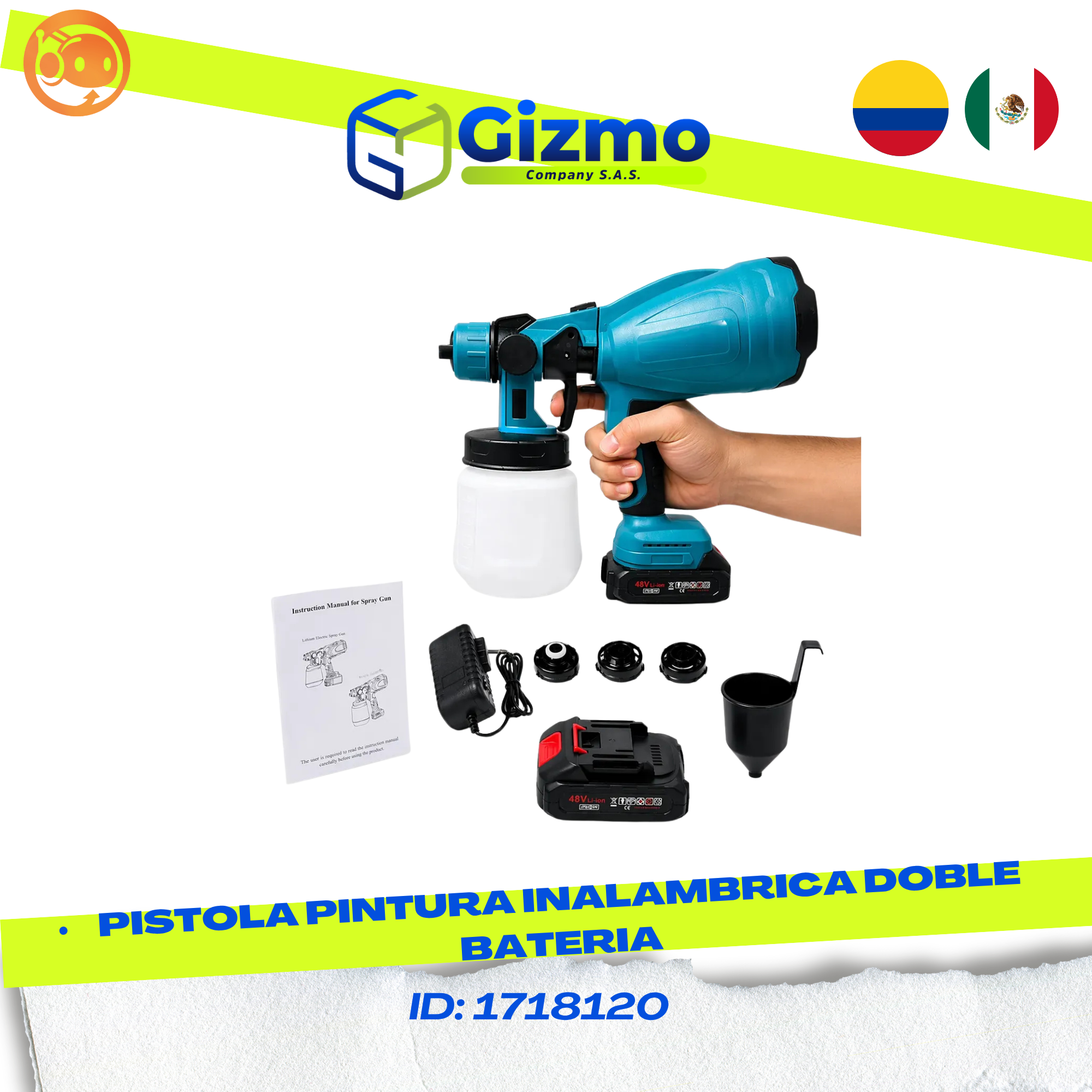 Pistola de Pintura Inalámbrica Doble Bat